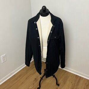 THE NORTH FACE Campshire Men's Jacket M Black Overshirt Fleece Lined Snap Button